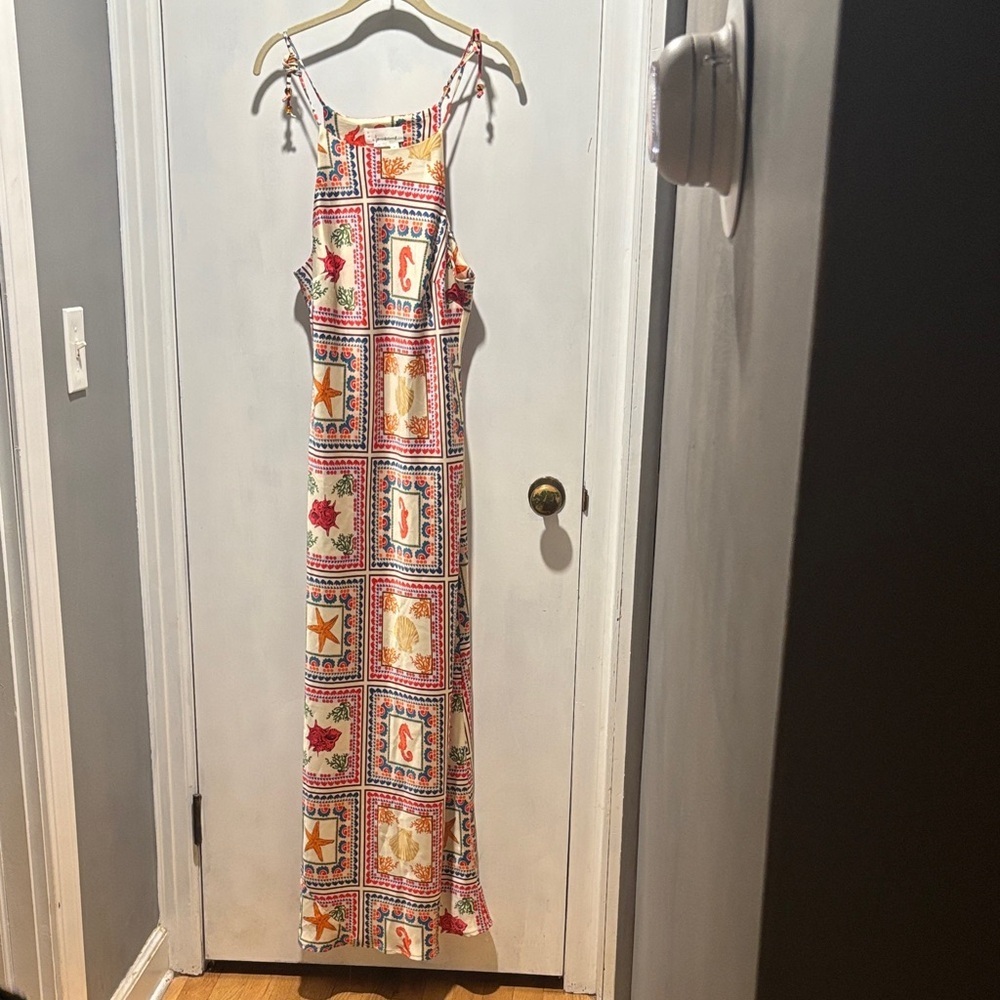 ANTHROPOLOGIE seashell seahorse ocean midi dress